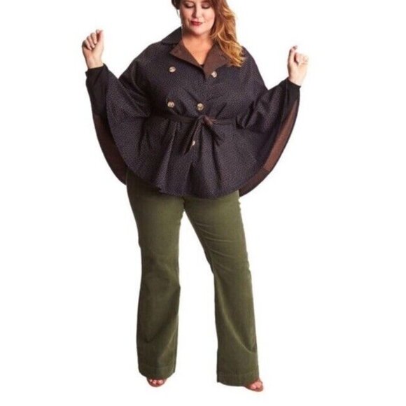 NWT Melissa McCarthy Seven 7 womens 3X Reversible cape navy blue & gold bronze - Picture 2 of 7